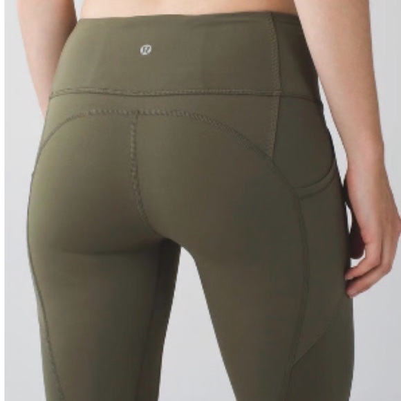 Lululemon Olive Green High-Waisted Cropped Leggings - Picture 2 of 8